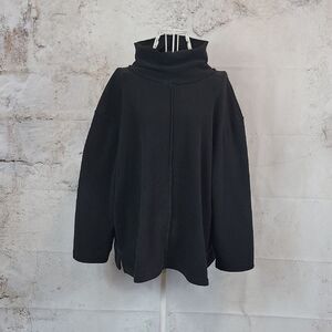 bryn Walker Fleece Black Pull Over Mock Turtleneck Womens Size L